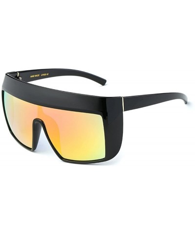 Oversized Top Mono Lens Shield Protect Blowing Sand Sunglasses - Light Black-red - C712O41YUVE $12.22 Rectangular