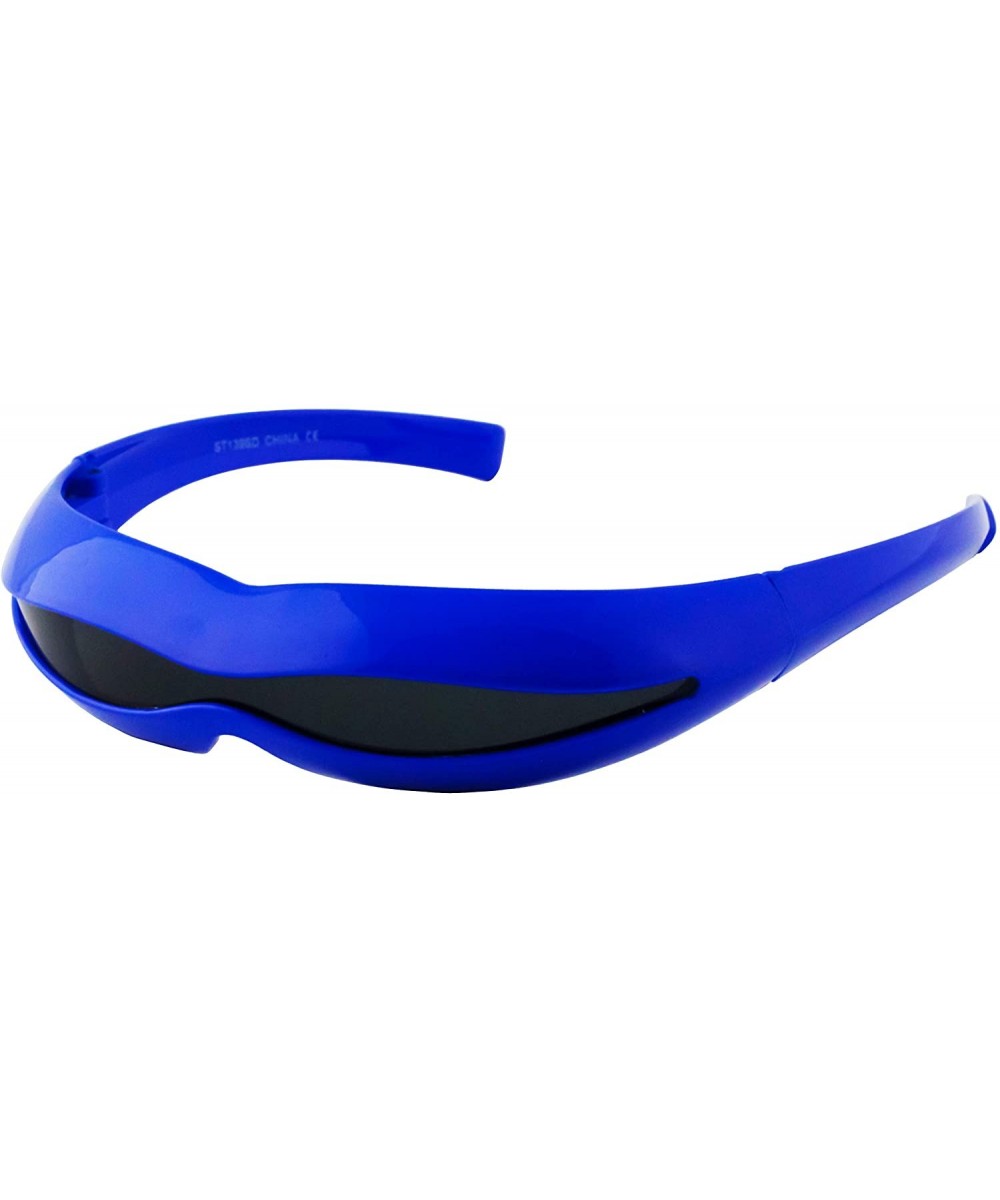 Futuristic Space Robot Alien Rave DJ Costume Party Cyclops Shield Sun Glasses for Women & Men - Blue - Black - C918TAIWR2U $6...