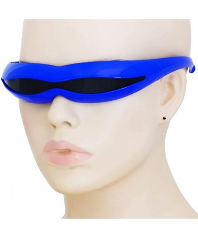 Futuristic Space Robot Alien Rave DJ Costume Party Cyclops Shield Sun Glasses for Women & Men - Blue - Black - C918TAIWR2U $6...