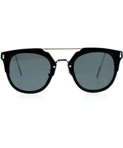 Rimless Half Rim Wire Arm Rectangular Designer Fashion Sunglasses - Black Silver - CT12G8WBP63 $10.82 Rectangular