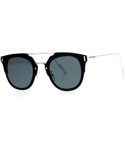 Rimless Half Rim Wire Arm Rectangular Designer Fashion Sunglasses - Black Silver - CT12G8WBP63 $10.82 Rectangular