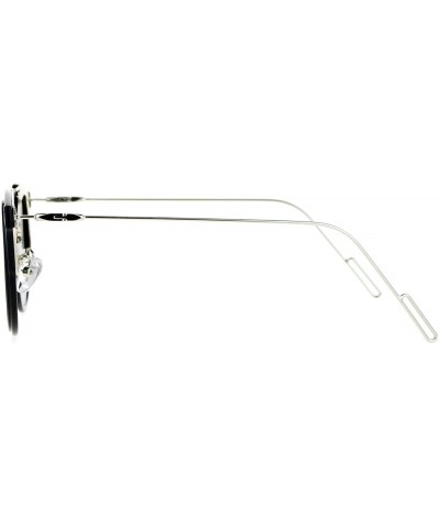 Rimless Half Rim Wire Arm Rectangular Designer Fashion Sunglasses - Black Silver - CT12G8WBP63 $10.82 Rectangular