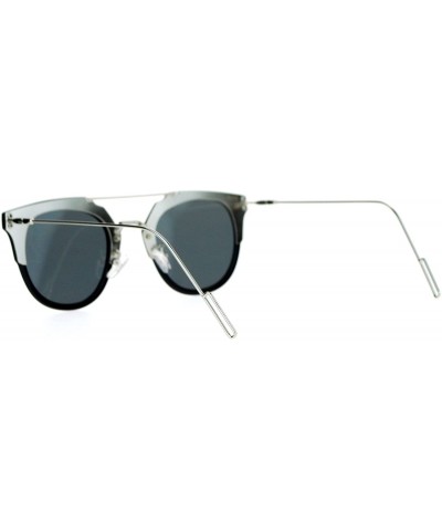 Rimless Half Rim Wire Arm Rectangular Designer Fashion Sunglasses - Black Silver - CT12G8WBP63 $10.82 Rectangular