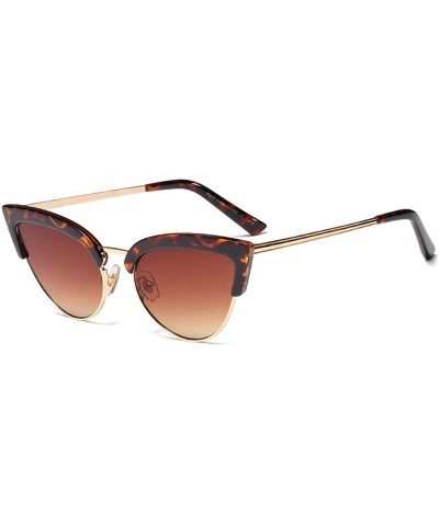 Vintage Sexy Ladies Cat Eye Sunglasses for Women Sun Glasses Half Frame UV400 - Leopard - CF18SMLA0R5 $5.37 Cat Eye