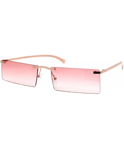 Rimless Rectangular Frame Sunglasses Unisex Geometric Fashion Shades UV400 - Gold (Pink) - C319893ZTLS $7.20 Rimless