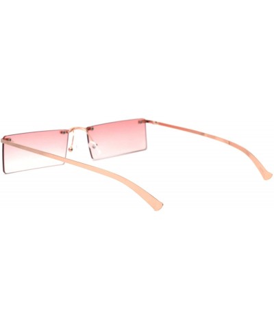 Rimless Rectangular Frame Sunglasses Unisex Geometric Fashion Shades UV400 - Gold (Pink) - C319893ZTLS $7.20 Rimless