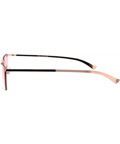 Rimless Rectangular Frame Sunglasses Unisex Geometric Fashion Shades UV400 - Gold (Pink) - C319893ZTLS $7.20 Rimless