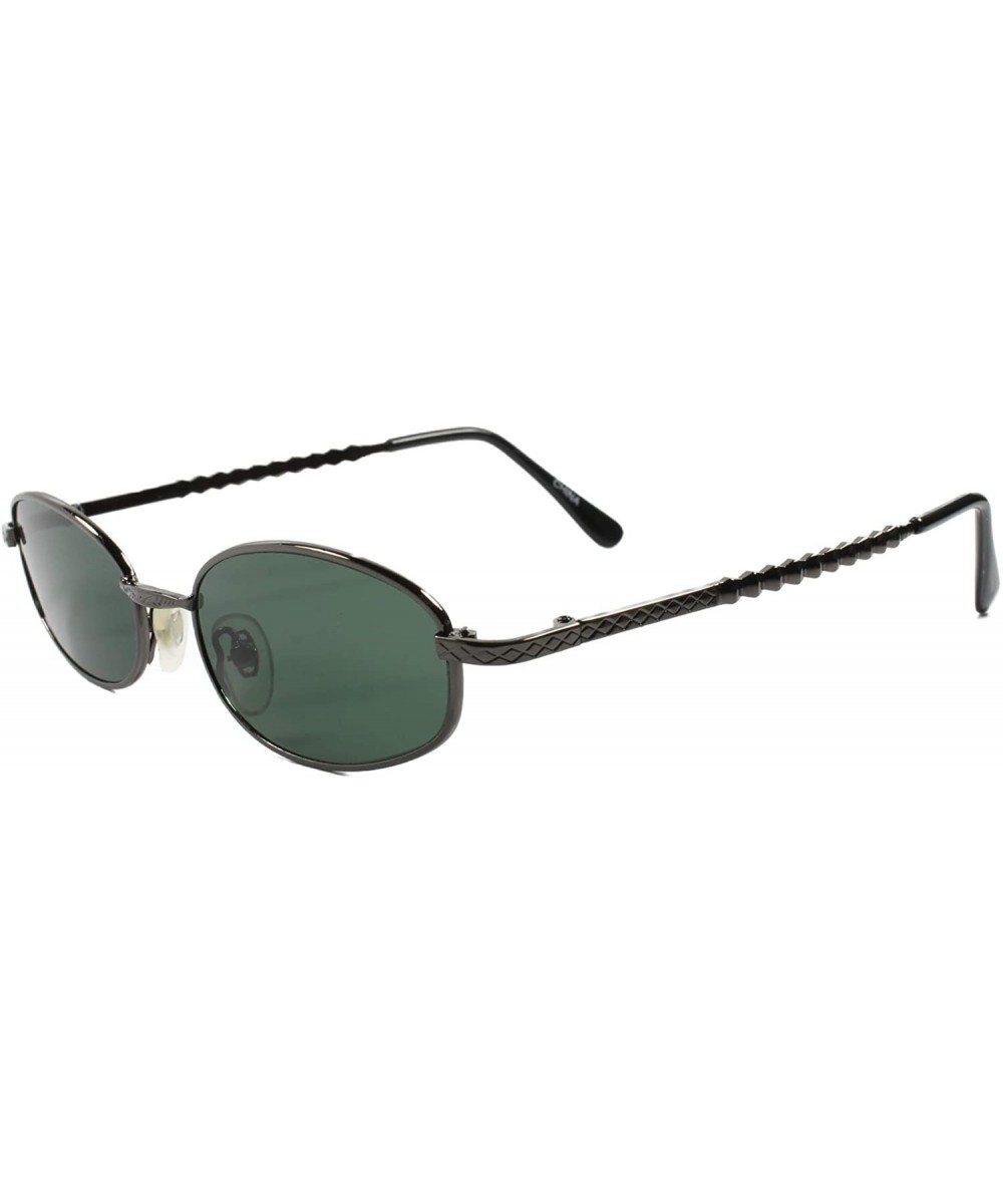 Indie Vintage 70s Fashion Small Rectangle Aviator Sunglasses Frame - Gunmetal & Green - CU18T26ATKS $10.50 Aviator