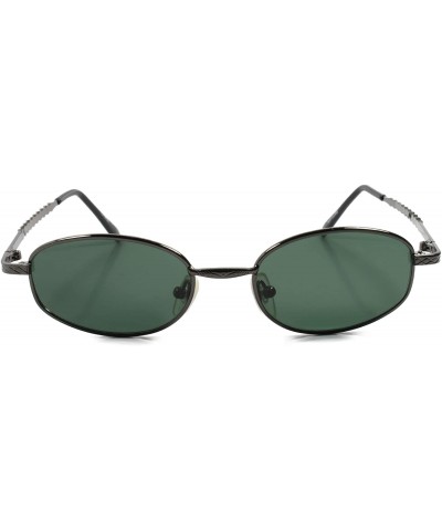 Indie Vintage 70s Fashion Small Rectangle Aviator Sunglasses Frame - Gunmetal & Green - CU18T26ATKS $10.50 Aviator