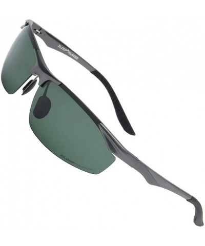Polarized Rectangular Al-Mg Metal Half Frame Driving Sport Sunglasses For Men - CY18HMCTELR $20.76 Rimless