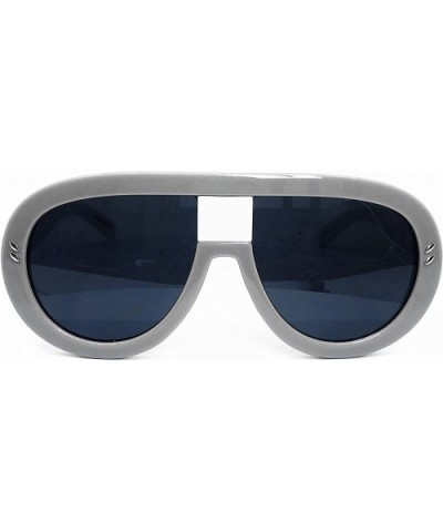 7308 Oversized XXL Futuristic Neon Flat top Clear Sunglasses - Grey/ Black - C118DI56CGA $14.39 Oversized