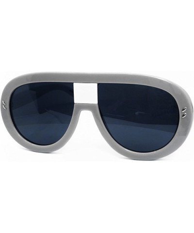 7308 Oversized XXL Futuristic Neon Flat top Clear Sunglasses - Grey/ Black - C118DI56CGA $14.39 Oversized