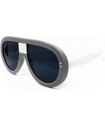 7308 Oversized XXL Futuristic Neon Flat top Clear Sunglasses - Grey/ Black - C118DI56CGA $14.39 Oversized