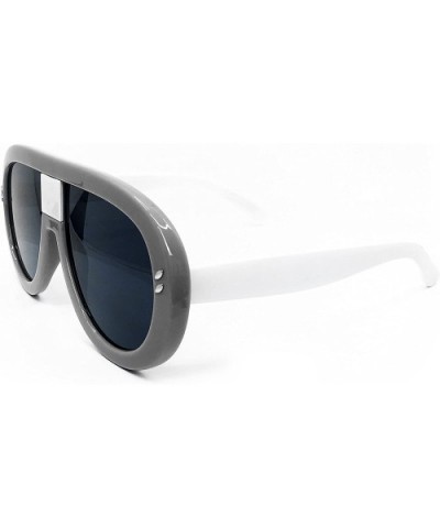 7308 Oversized XXL Futuristic Neon Flat top Clear Sunglasses - Grey/ Black - C118DI56CGA $14.39 Oversized