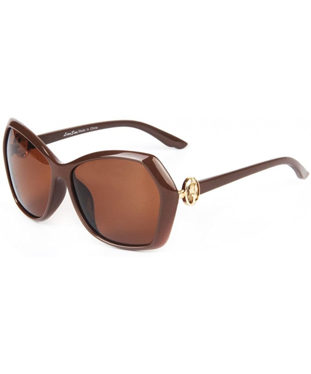 Polarized Oversized Women Sunglasses - Vintage Classic Fashion PC Frame - Brown - C817XWY8A83 $12.26 Oversized