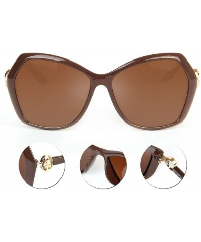 Polarized Oversized Women Sunglasses - Vintage Classic Fashion PC Frame - Brown - C817XWY8A83 $12.26 Oversized