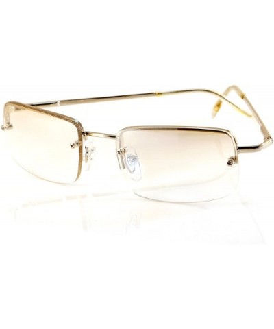 Minimalist Small Rectangular Sunglasses Clear Eyewear Spring Hinge A124 A125 - (Clear) Silver Frame - CC18C2X6E83 $11.56 Rect...