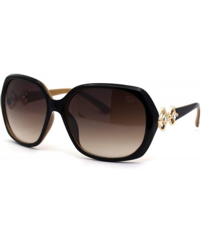 Womens Designer Fashion Rhinestone Jewel Hinge Butterfly Sunglasses - Black Beige Brown - C91985CZQHH $6.43 Rectangular