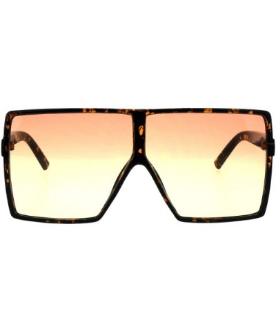 Womens Super Oversized Sunglasses Square Shield Frame UV 400 - Tortoise (Orange Yellow) - CV18HSIGNGG $6.33 Oversized