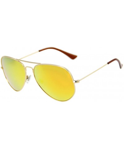 Metal Frame UV Protection Polarized Mirror Aviator Sunglasses LSP025 - Gold Frame Orange Lenses - C712LIESRZ3 $17.41 Aviator