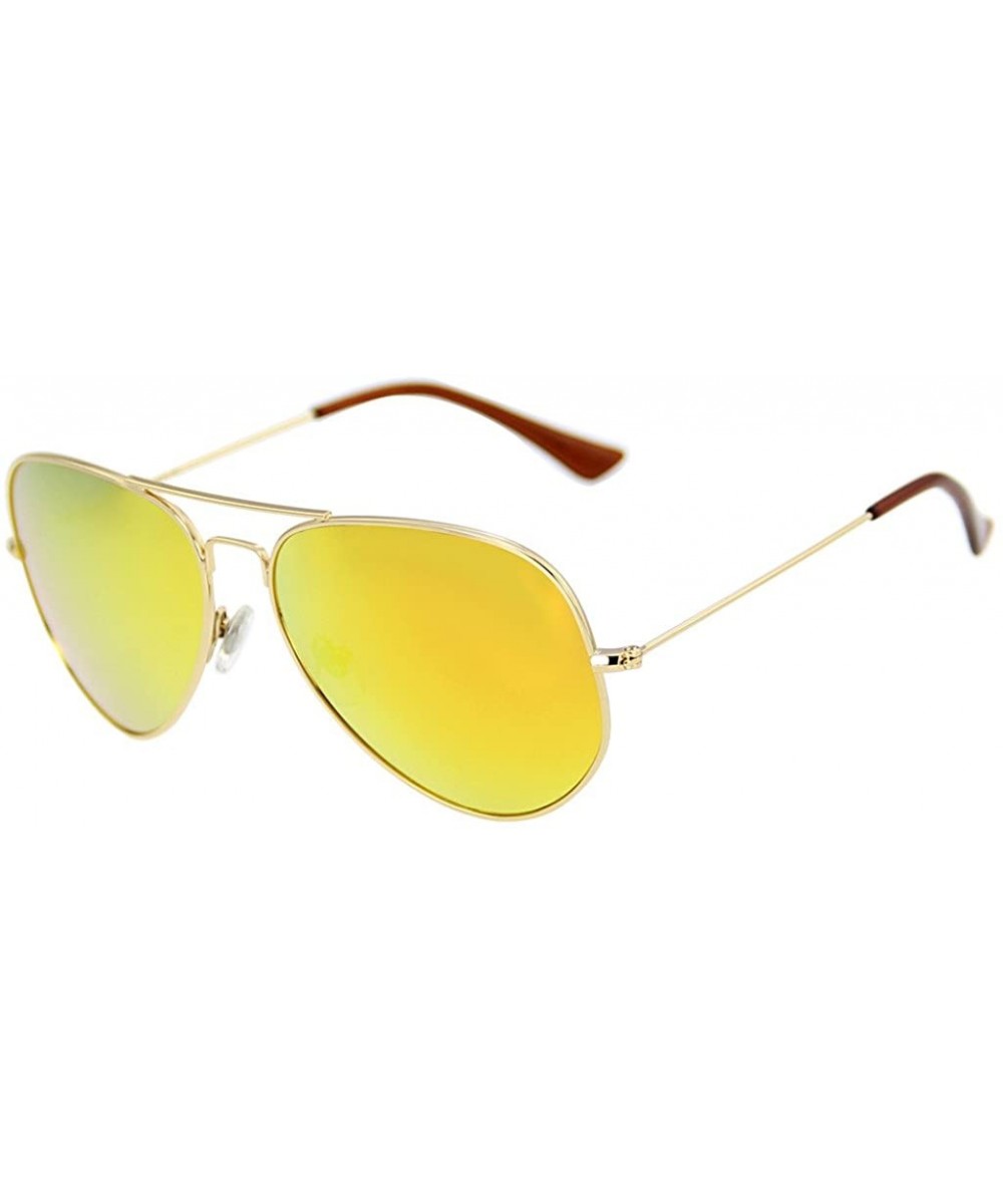 Metal Frame UV Protection Polarized Mirror Aviator Sunglasses LSP025 - Gold Frame Orange Lenses - C712LIESRZ3 $17.41 Aviator