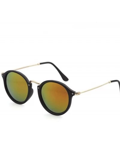 Round Sunglasses Retro - C4brightblack Orange - CB18HQ6S2HG $7.71 Goggle