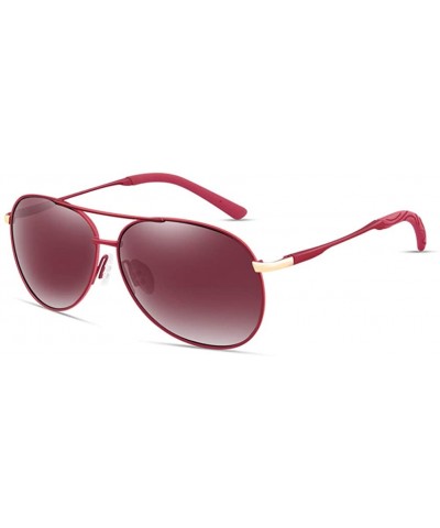 Polarized Aviator Sunglasses for Men Women-Metal Frame UV400 Protection - Burgundy - CF18WDKZC5E $11.59 Aviator