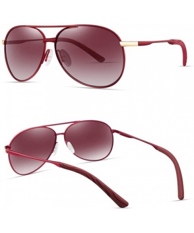 Polarized Aviator Sunglasses for Men Women-Metal Frame UV400 Protection - Burgundy - CF18WDKZC5E $11.59 Aviator