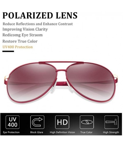 Polarized Aviator Sunglasses for Men Women-Metal Frame UV400 Protection - Burgundy - CF18WDKZC5E $11.59 Aviator