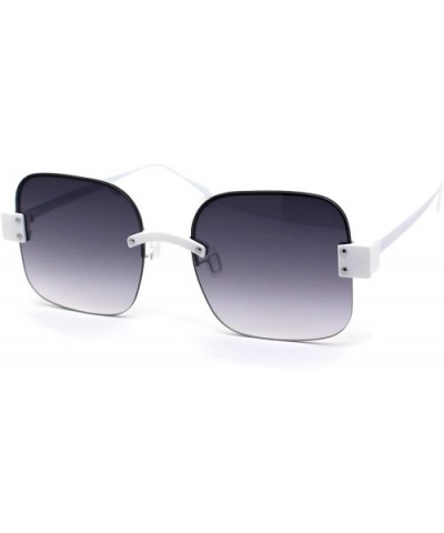 Womens Rimless Rectangular Mod Designer Sunglasses - White Smoke - CR1972KCN8H $12.80 Rectangular