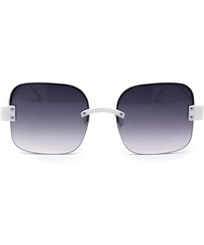 Womens Rimless Rectangular Mod Designer Sunglasses - White Smoke - CR1972KCN8H $12.80 Rectangular