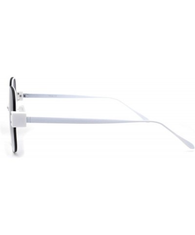 Womens Rimless Rectangular Mod Designer Sunglasses - White Smoke - CR1972KCN8H $12.80 Rectangular