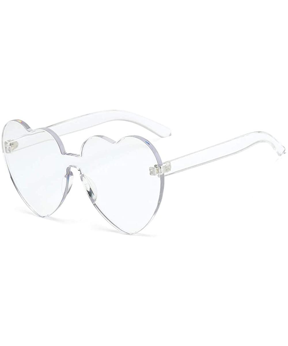 Heart Shaped Rimless Sunglasses One Pieces Transparent Candy Color Frameless Glasses Love Eyewear - Transparent - CS18EXY072T...