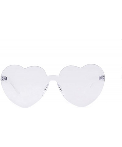 Heart Shaped Rimless Sunglasses One Pieces Transparent Candy Color Frameless Glasses Love Eyewear - Transparent - CS18EXY072T...