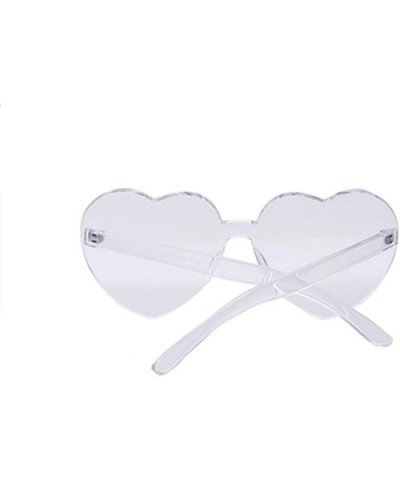 Heart Shaped Rimless Sunglasses One Pieces Transparent Candy Color Frameless Glasses Love Eyewear - Transparent - CS18EXY072T...