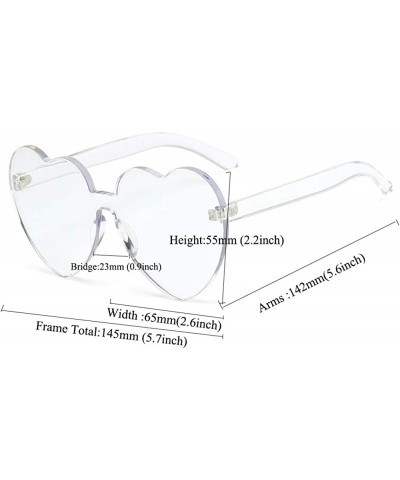 Heart Shaped Rimless Sunglasses One Pieces Transparent Candy Color Frameless Glasses Love Eyewear - Transparent - CS18EXY072T...