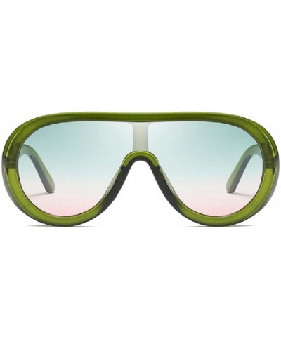 Oversized Shield Square Vintage Sunglasses for Women Retro Flat Top Visor Style Frame Shades - Green - C618U03WMD8 $5.92 Square