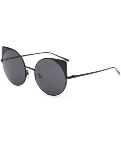 Women Round Cat Eye Sunglasses - Black - C018WU0LEMR $17.68 Cat Eye