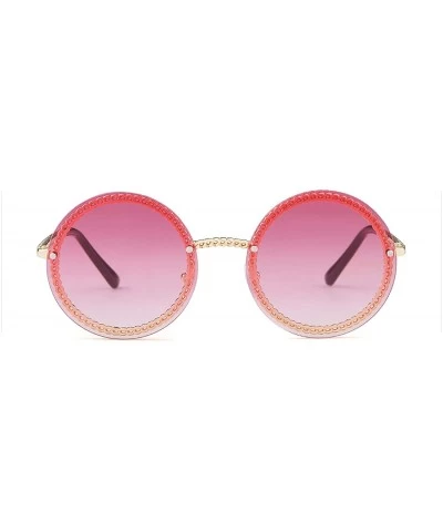 Vintage Fashion Round Sunglasses Women Luxury Retro RimlFrame Sun Glasses Lady FeShades NO Chain S018 - CC198AHMRW7 $14.66 Ov...