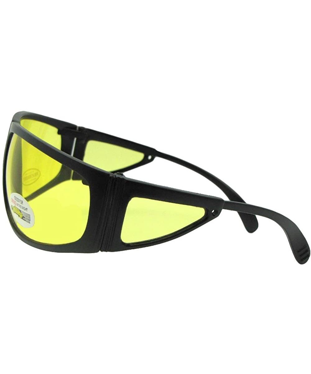 Wrap Around Yellow Lens Sunglass With Side Windows Y35 - CM18DSKNWIY $7.50 Wrap