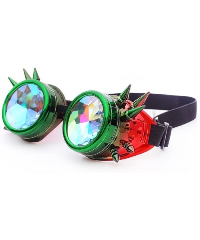 Kaleidoscope Rave Rainbow Crystal Lenses Steampunk Goggles - Green-red - C018GM2DTRG $11.82 Aviator