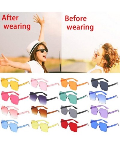 One Piece Rimless Sunglasses Transparent Trendy Oceanic Color Tinted Eyewear Retro Eyeglasses for Women Men - C8199GS488L $6....