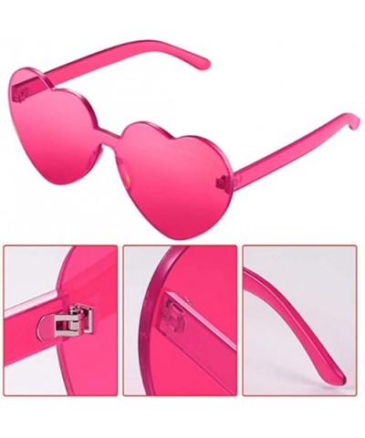 3 Pieces Heart Shape Sunglasses Rimless Sunglasses for Valentine Mardi Gras Summer Party - CT190GDN8SX $21.18 Rimless