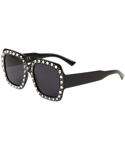 Oversized Crystal Color Rhinestone Butterfly Sunglasses - Black - CO197A57QNO $10.55 Oversized
