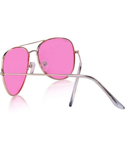 Aviator Sunglasses Colored Tinted Lens Glasses Metal UV400 Protection - 1 Aviator Red - CK18OWXR2NW $5.82 Round