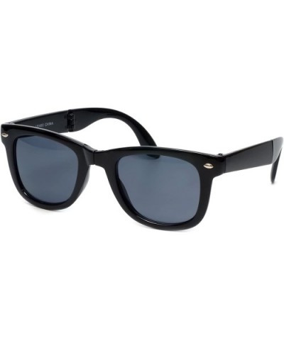 Classic Folding Retro Sunglasses with 100% UVA/UVB Protection (Black Frame & Grey Lens) - CT12NTX851D $5.93 Oval