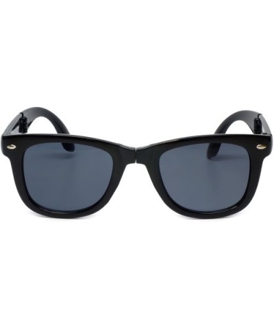 Classic Folding Retro Sunglasses with 100% UVA/UVB Protection (Black Frame & Grey Lens) - CT12NTX851D $5.93 Oval