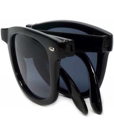 Classic Folding Retro Sunglasses with 100% UVA/UVB Protection (Black Frame & Grey Lens) - CT12NTX851D $5.93 Oval