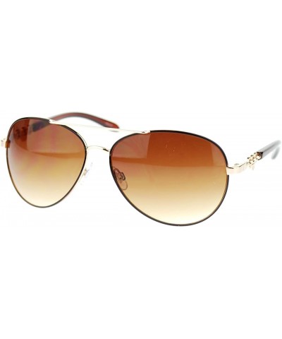 Womens Aviator Sunglasses Top Bar Colored Frame Round Aviators - Brown - CZ11URC0MJH $6.41 Aviator