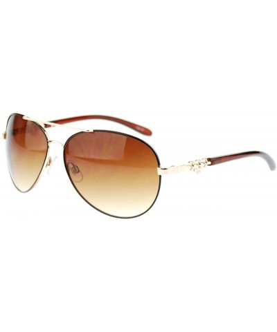 Womens Aviator Sunglasses Top Bar Colored Frame Round Aviators - Brown - CZ11URC0MJH $6.41 Aviator